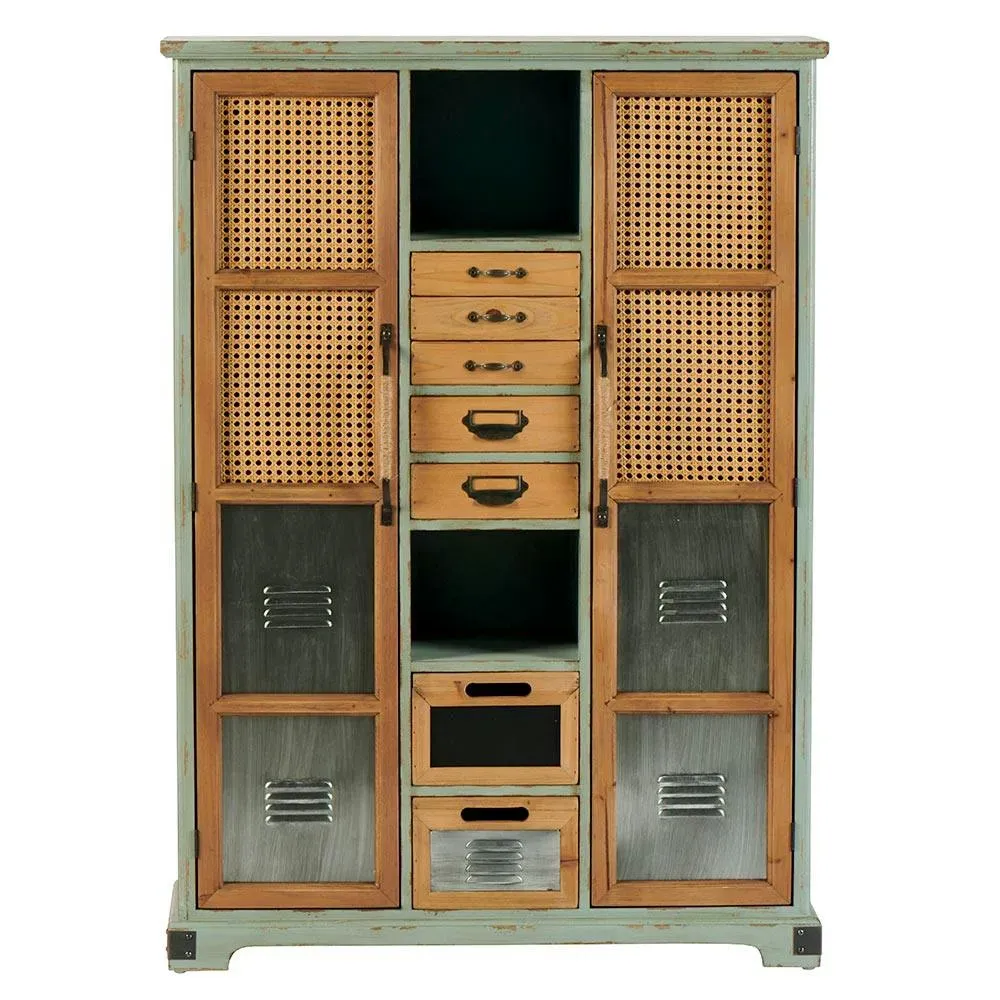 Illustration numéro 3 du produit Commode 2 portes 7 tiroirs en bois et métal style scandinave