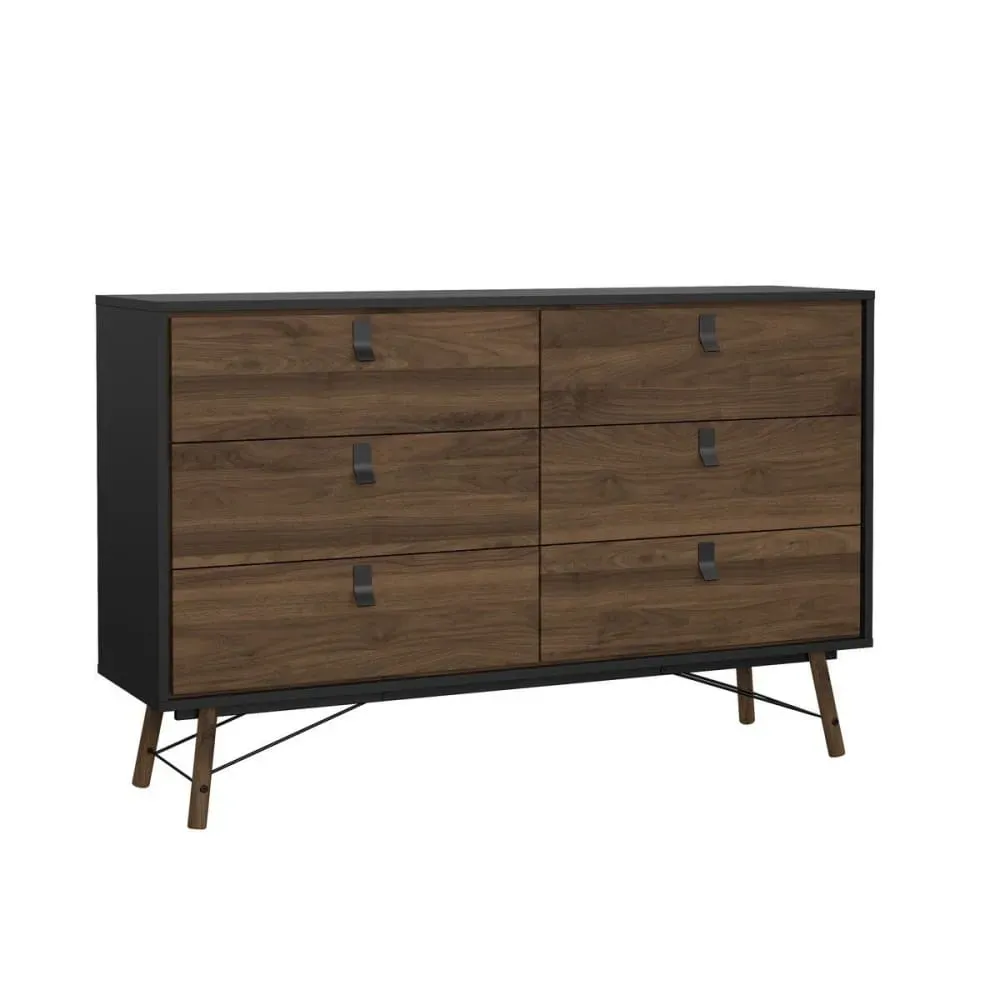 Illustration numéro 3 du produit Commode avec piètement métallique L150,3 cm - Effet Noyer et Noir