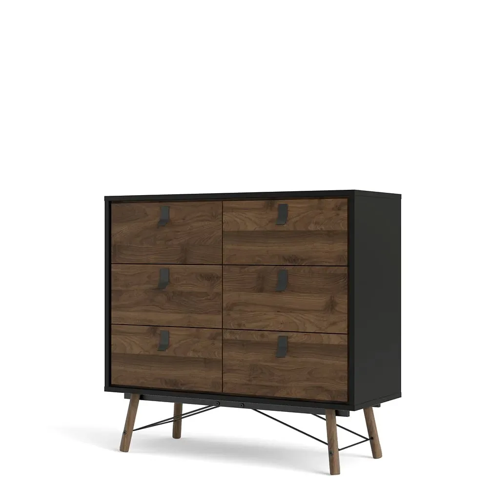 Illustration numéro 3 du produit Commode avec piètement métallique L150,3 cm - Effet Noyer et Noir