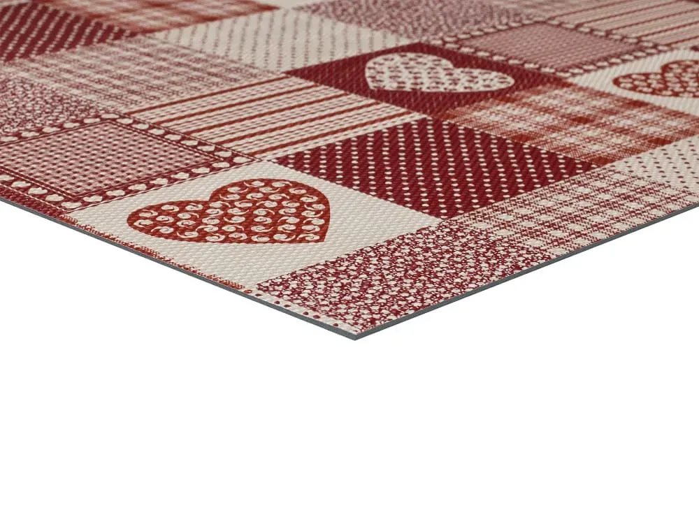 Illustration numéro 3 du produit Tapis de cuisine lavable patchwork rouge 48x200 cm