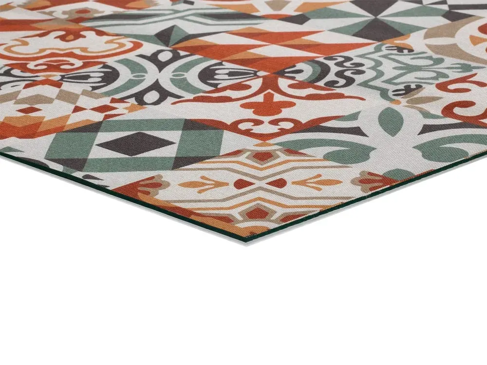 Illustration numéro 3 du produit Tapis de cuisine lavable carreaux ciment multicolore 52x100 cm