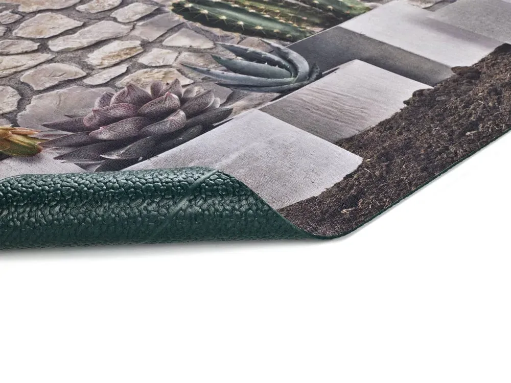 Illustration numéro 3 du produit Tapis de cuisine lavable fleurs gris/vert 52x200 cm