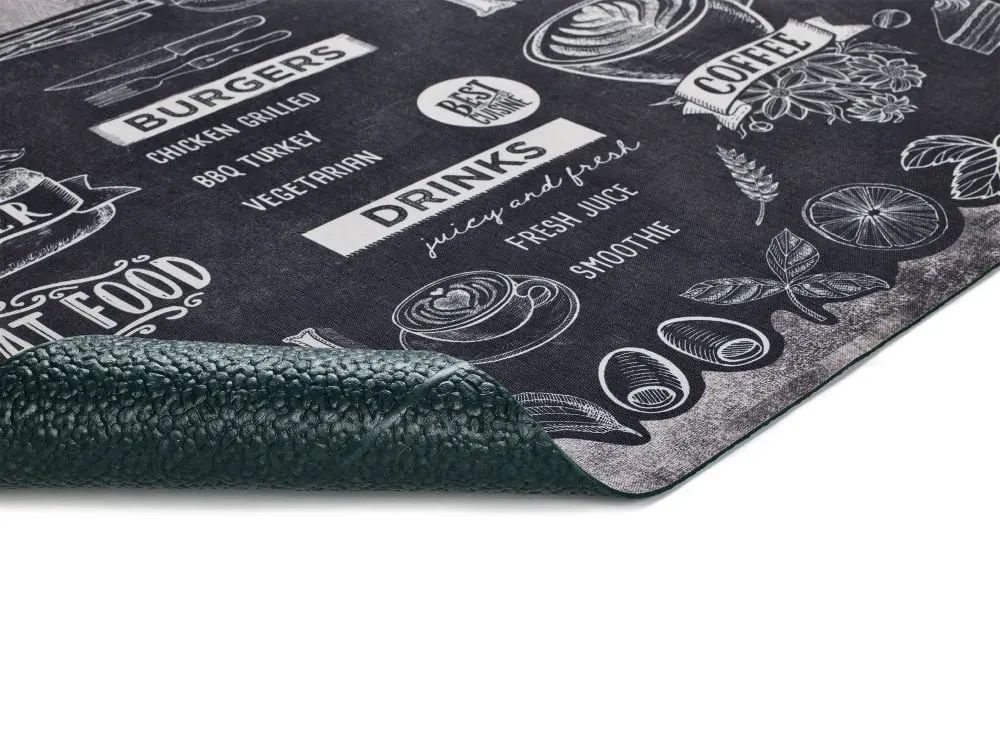 Illustration numéro 3 du produit Tapis de cuisine lavable menu noir/blanc 52x100 cm