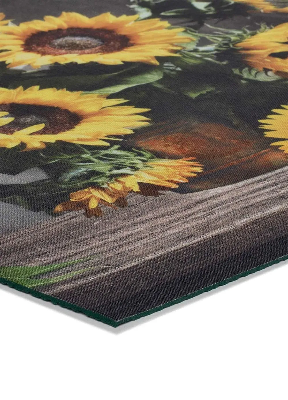 Illustration numéro 3 du produit Tapis de cuisine lavable fleurs jaune/vert/gris 52x200 cm