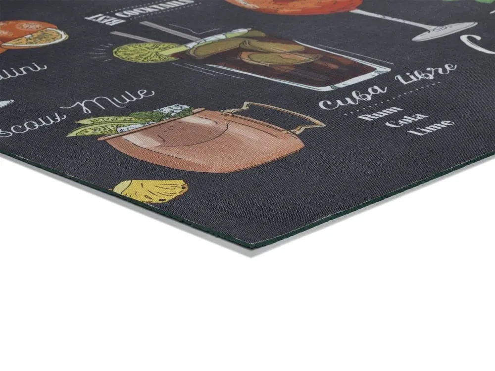 Illustration numéro 3 du produit Tapis de cuisine lavable cocktail noir/multicolore 52x100 cm
