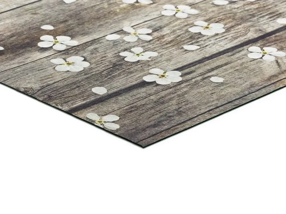 Illustration numéro 3 du produit Tapis de cuisine lavable fleurs marron 52x100 cm