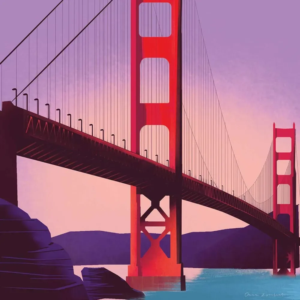 Illustration numéro 3 du produit Affiche ville le pont de San Francisco avec cadre noir 40x60  cm