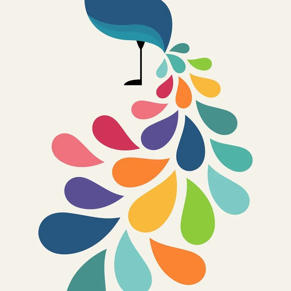 Illustration numéro 3 du produit Tableau paon coloré imprimé sur toile 40x60 cm