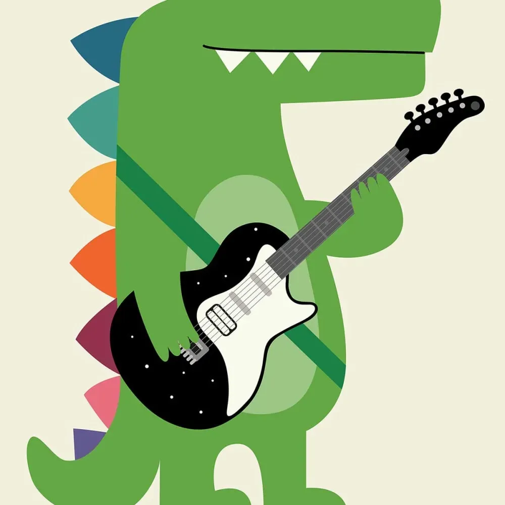 Illustration numéro 3 du produit Tableau enfant rock croco imprimé sur toile 40x60 cm