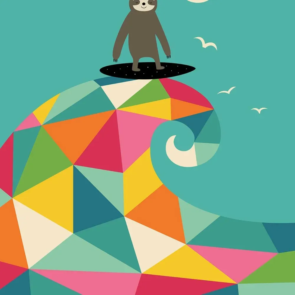 Illustration numéro 3 du produit Tableau enfant surf session colorée imprimé sur toile 40x60 cm