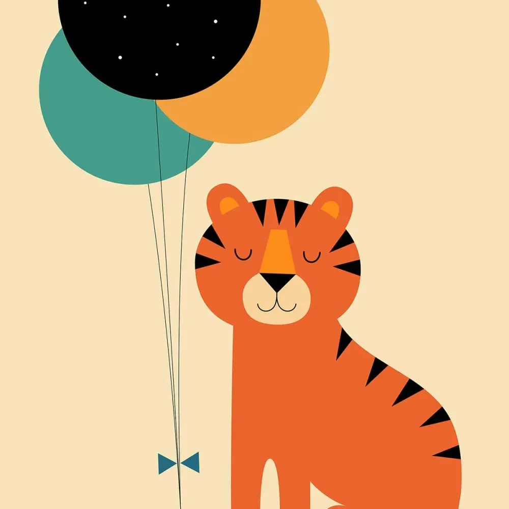 Illustration numéro 3 du produit Tableau cirque tigre imprimé sur toile 40x60 cm