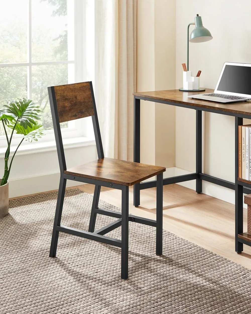 Illustration numéro 3 du produit Chaise salle à manger lot de 4 style industriel marron et noir