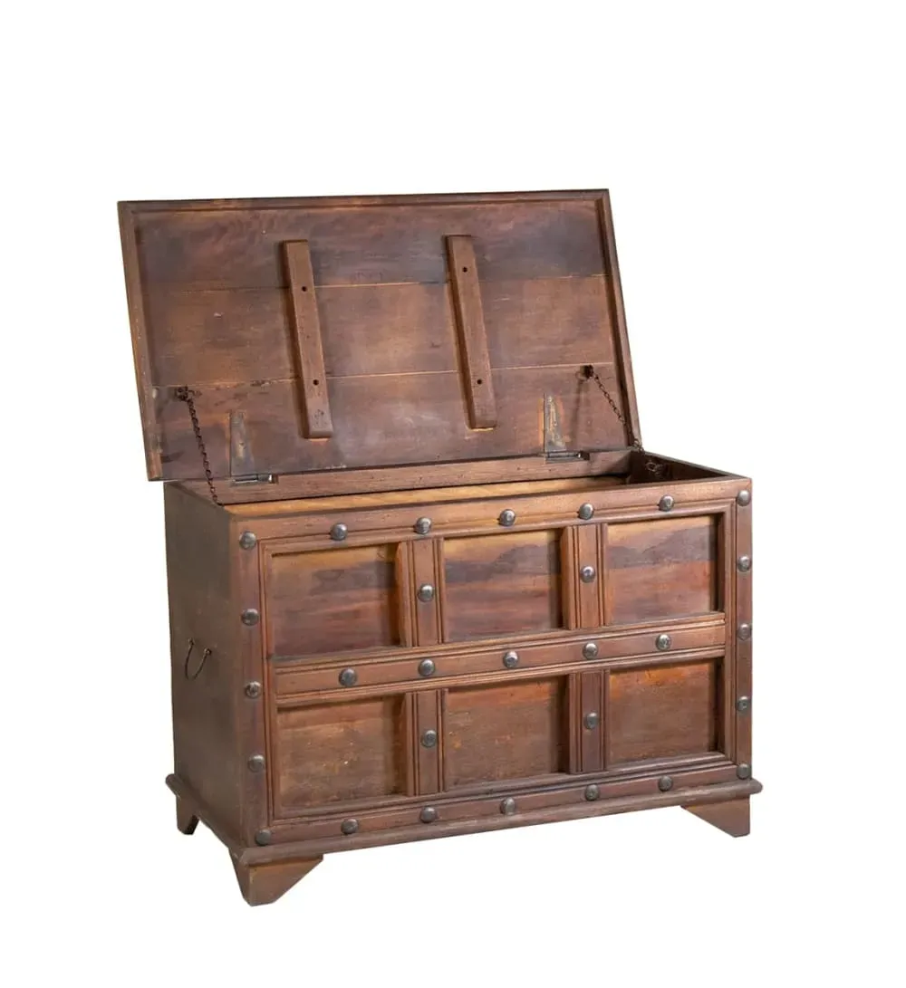 Illustration numéro 3 du produit Coffre en bois recyclé et métal marron L 89 cm