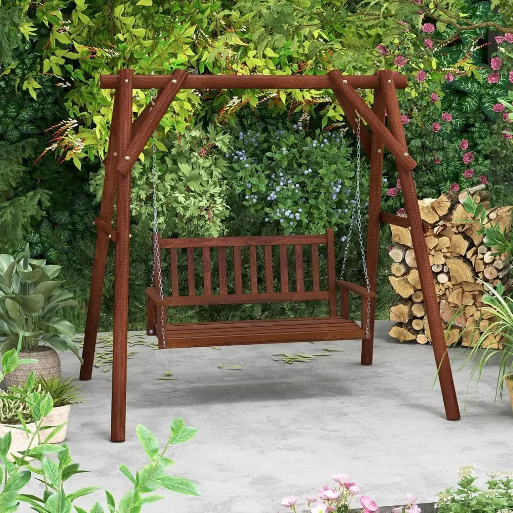 Illustration numéro 3 du produit Balançelle extérieur en bois marron 168 x 65 x 63 cm