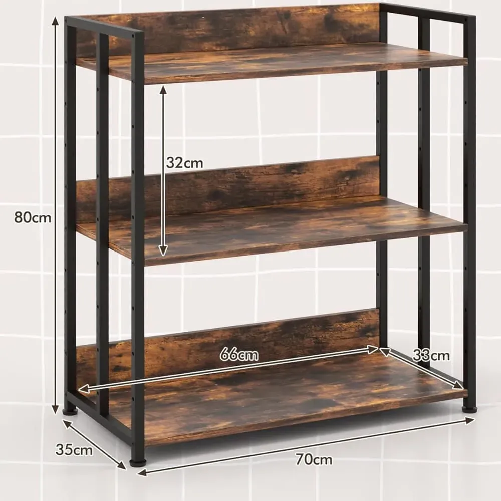 Illustration numéro 3 du produit Bibliothèque à 3 niveaux avec étagère réglable cadre en métal