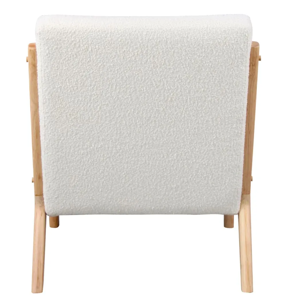 Illustration numéro 3 du produit Fauteuil en tissu Curly Ecru et bois naturel