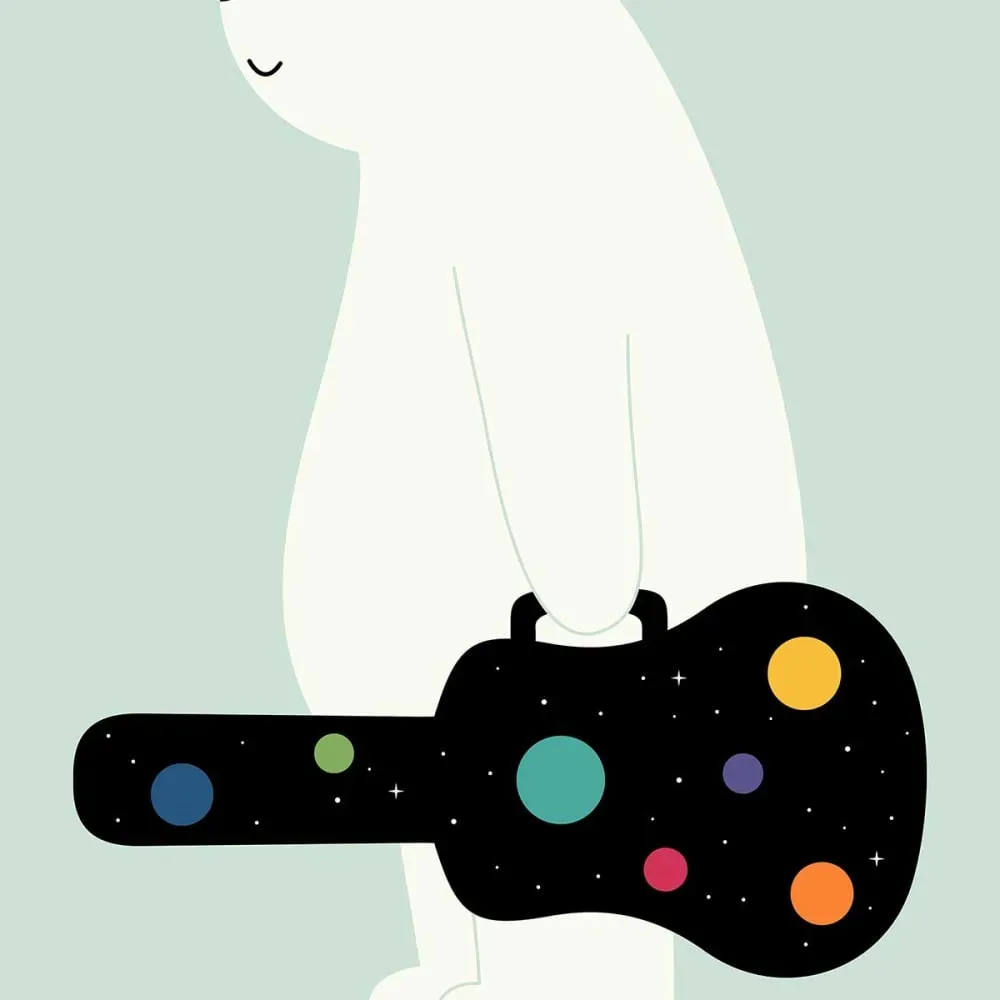 Illustration numéro 3 du produit Tableau enfant guitare à la main imprimé sur toile 40x60 cm