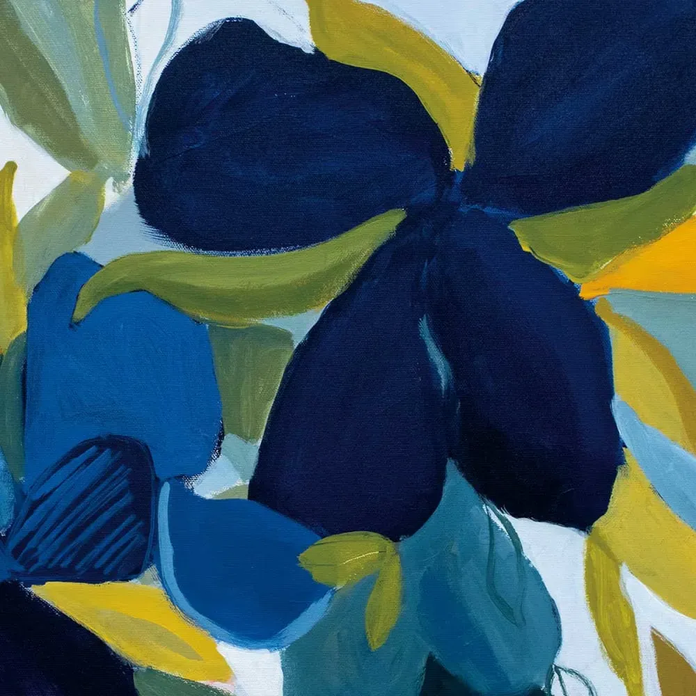 Illustration numéro 3 du produit Tableau fleurs bleues imprimé sur toile 60x90 cm