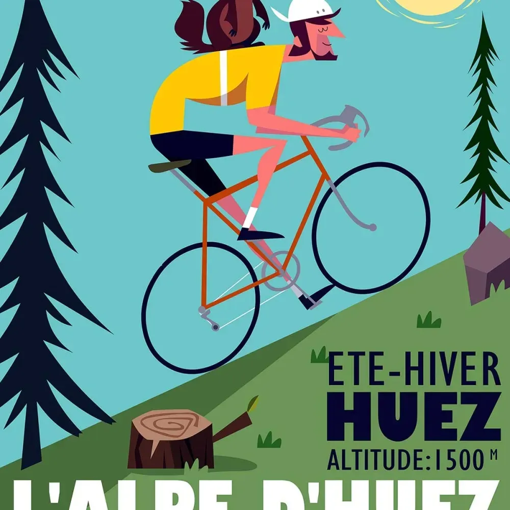 Illustration numéro 3 du produit Tableau  la montée de l'Alpe d'Huez imprimé sur toile 40x60 cm