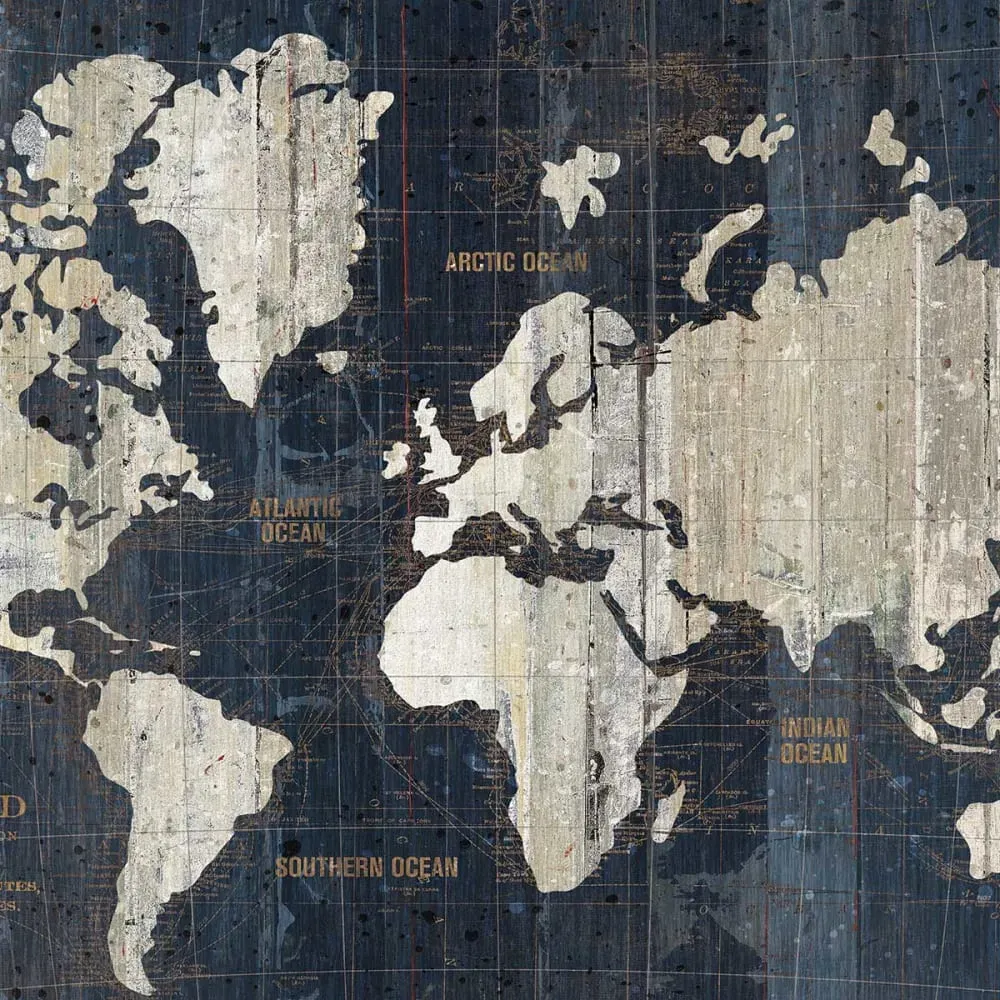 Illustration numéro 3 du produit Tableau carte du monde dorée imprimé sur toile 90x60 cm