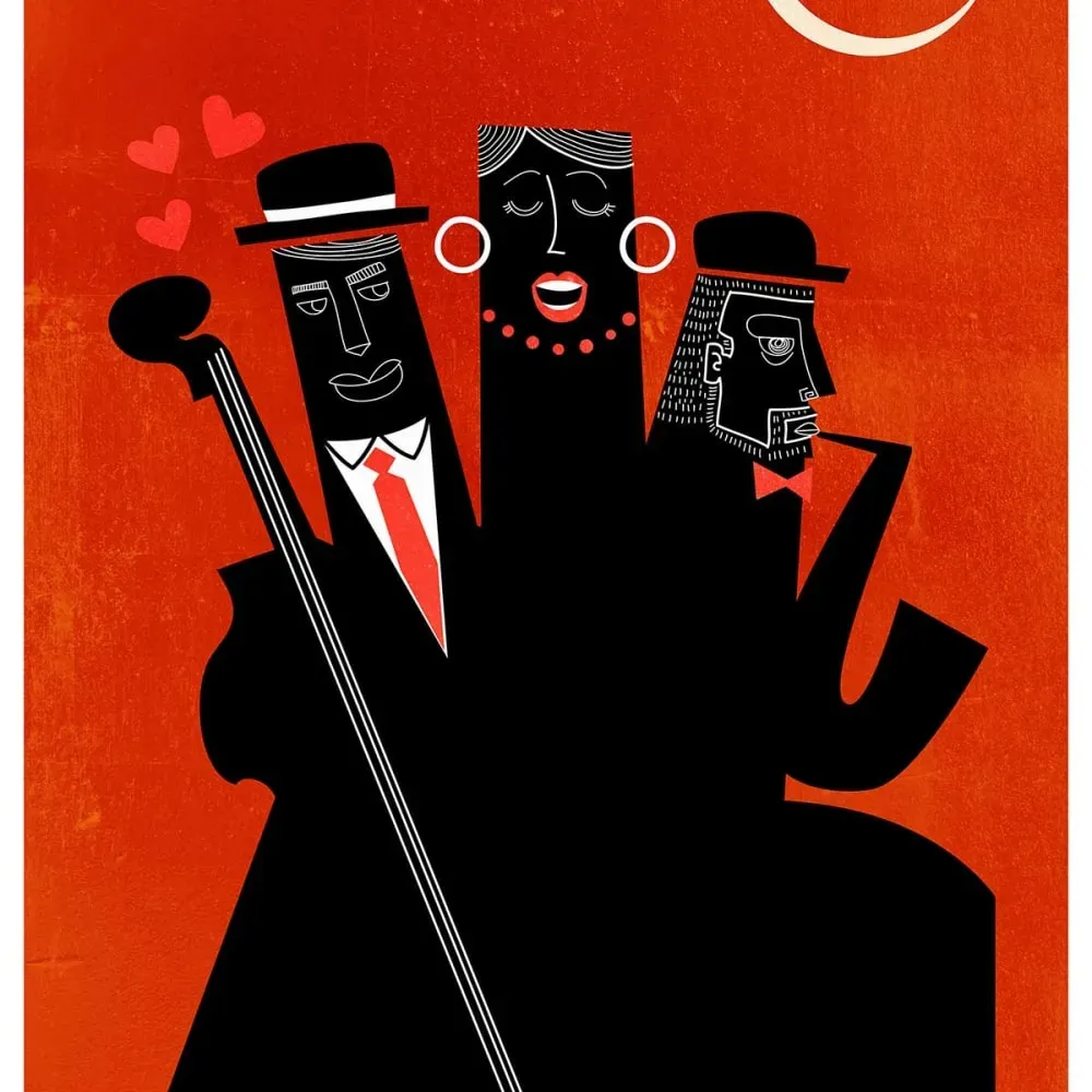 Illustration numéro 3 du produit Tableau musique trio imprimé sur toile 60x90 cm