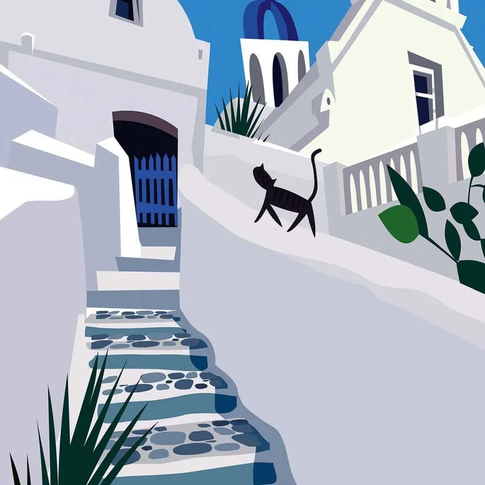 Illustration numéro 3 du produit Tableau Santorini imprimé sur toile 40x60 cm