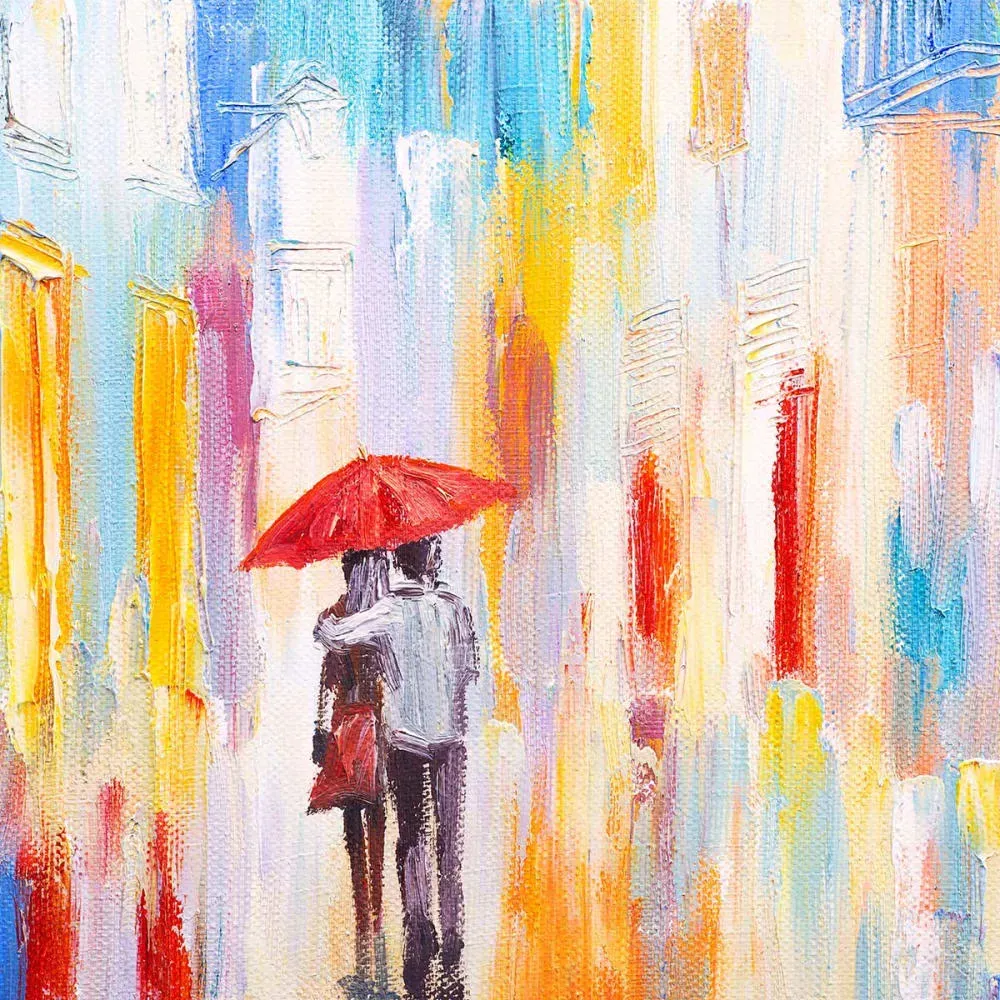 Illustration numéro 3 du produit Tableau parapluie rouge imprimé sur toile 90x60 cm