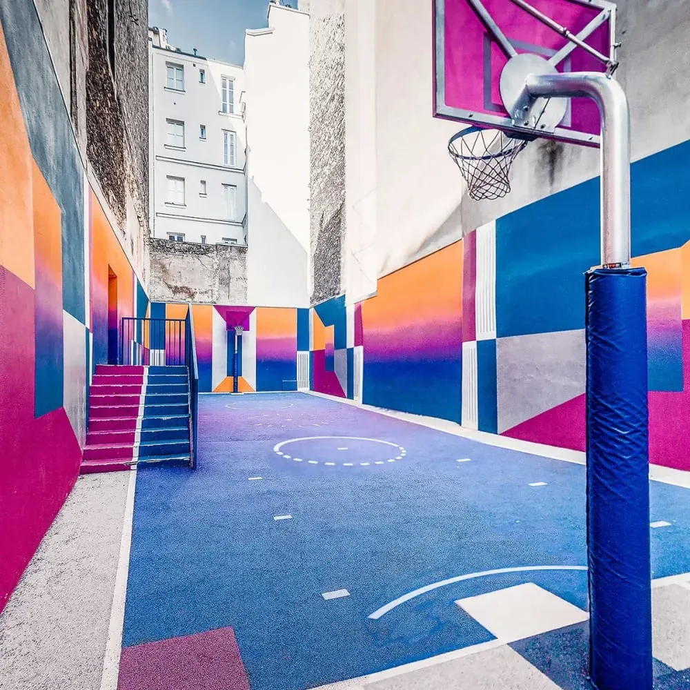 Illustration numéro 3 du produit Tableau parc de la ville en bleu imprimé sur toile 60x90 cm