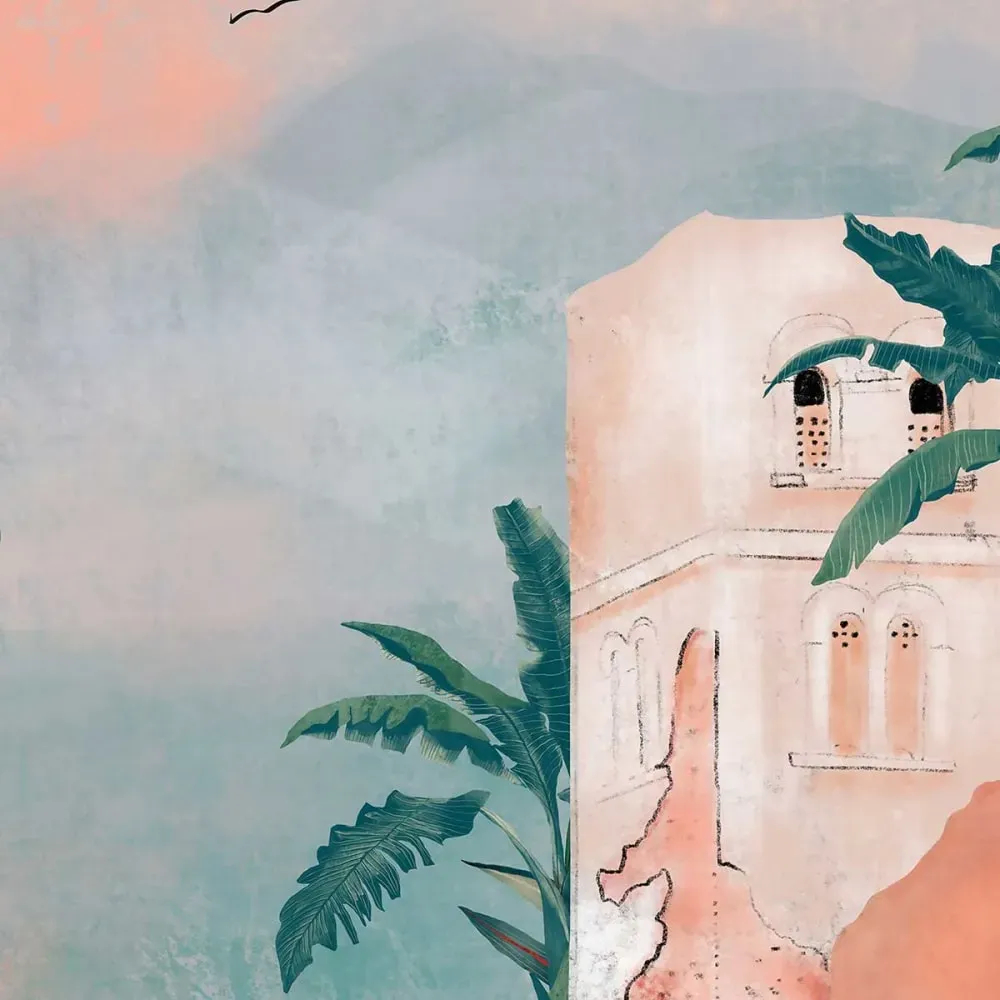 Illustration numéro 3 du produit Tableau illustration ambiance la mamounia imprimé sur toile 80x80 cm