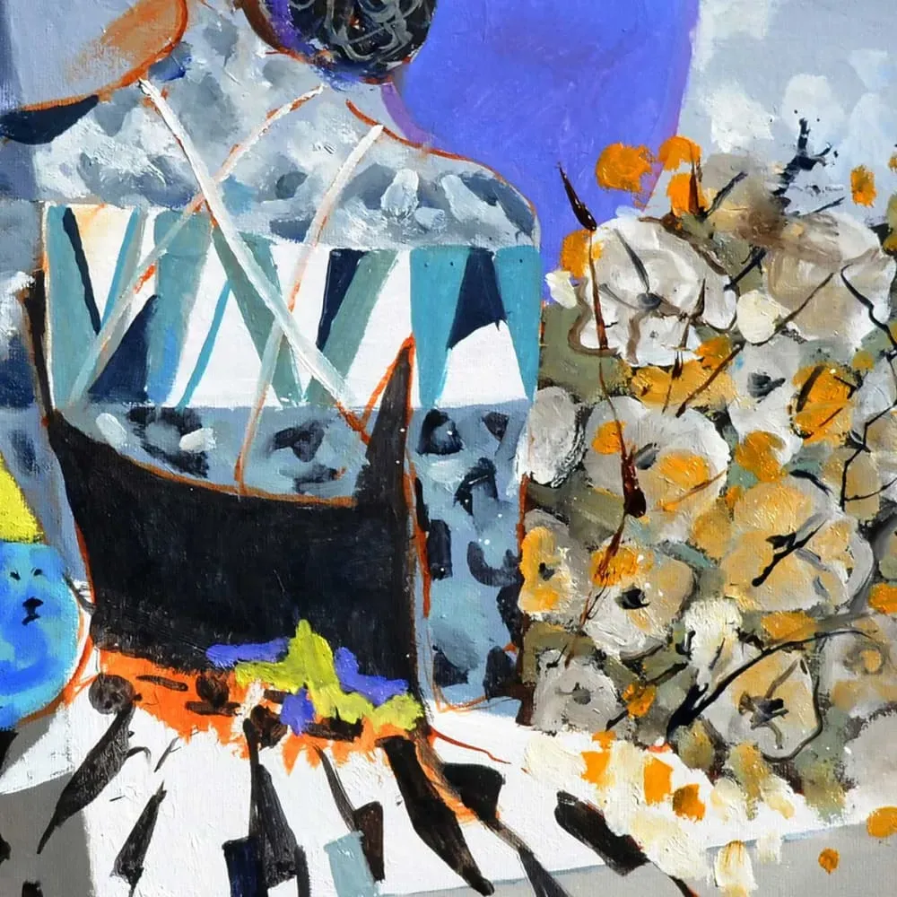 Illustration numéro 3 du produit Tableau collage arlesienne imprimé sur toile 80x80 cm