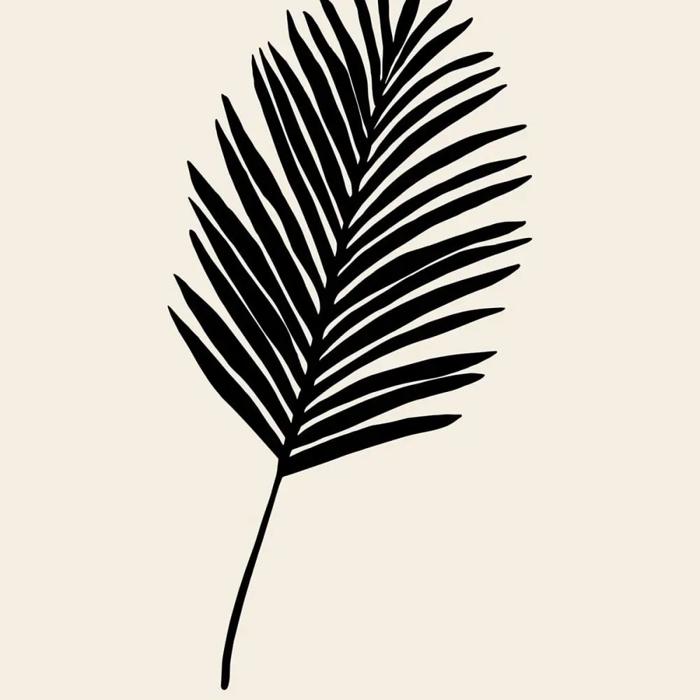 Illustration numéro 3 du produit Tableau palmier noir imprimé sur toile 60x90 cm