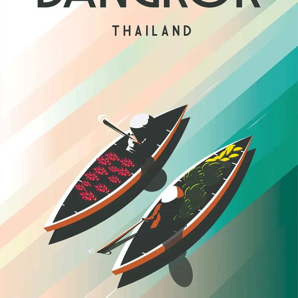 Illustration numéro 3 du produit Tableau de voyage Bangkok Thailand imprimé sur toile 60x90 cm