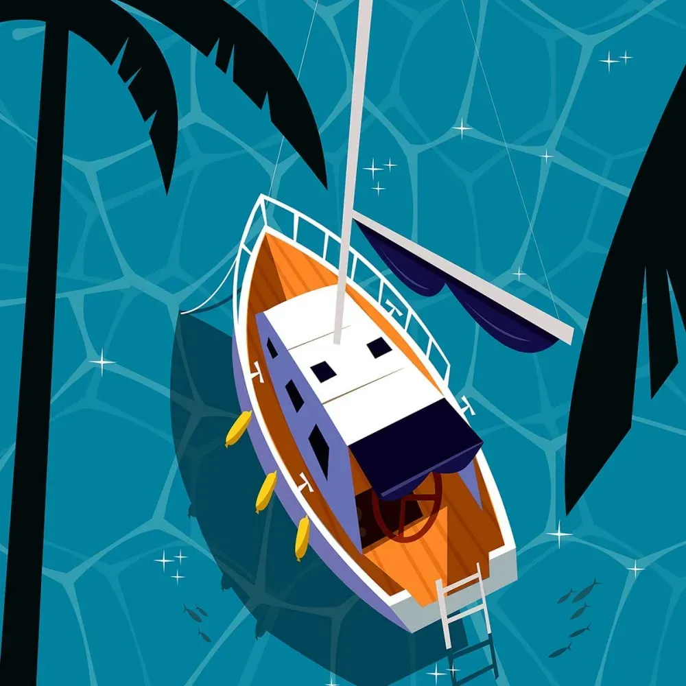 Illustration numéro 3 du produit Tableau port cros imprimé sur toile 40x60 cm