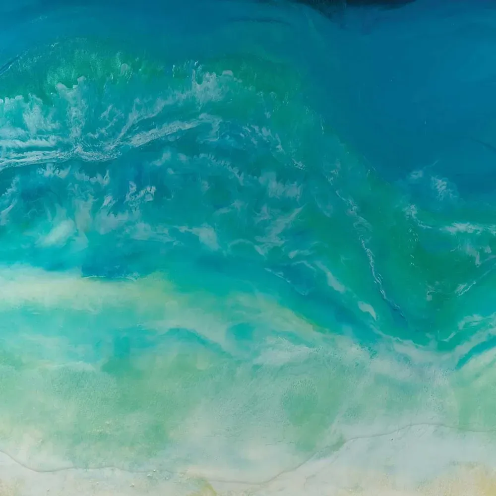 Illustration numéro 3 du produit Tableau bleu fluide imprimé sur toile 90x60 cm