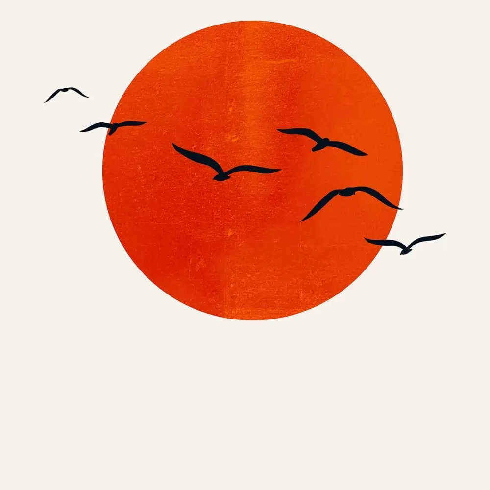 Illustration numéro 3 du produit Tableau soleil levant imprimé sur toile 60x90 cm