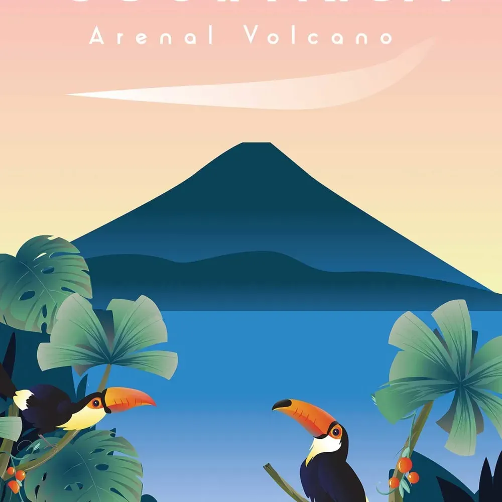 Illustration numéro 3 du produit Tableau voyage volcan du Costa Rico imprimé sur toile 60x90 cm