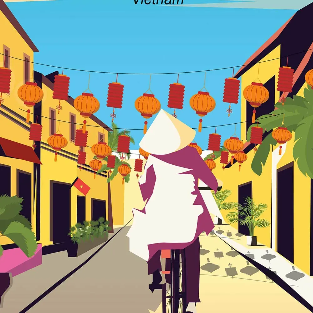 Illustration numéro 3 du produit Tableau de voyage Hoi An Vietnam imprimé sur toile 60x90 cm