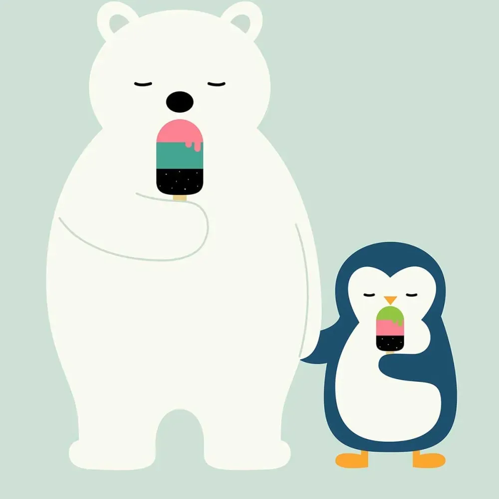 Illustration numéro 3 du produit Tableau c'est l'heure de la glace imprimé sur toile 40x60 cm