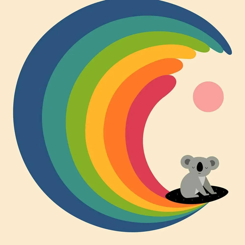 Illustration numéro 3 du produit Tableau surf et koala imprimé sur toile 40x60 cm