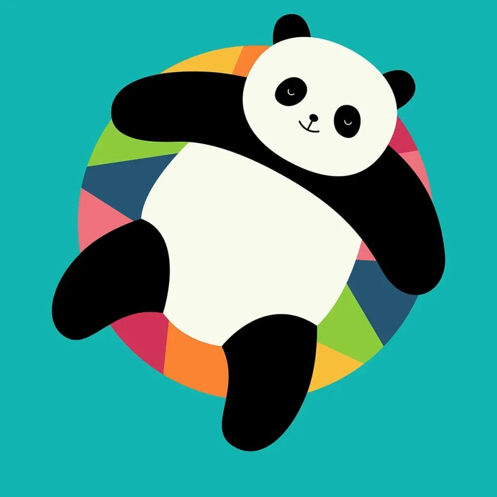 Illustration numéro 3 du produit Tableau enfant panda à la piscine imprimé sur toile 40x60 cm