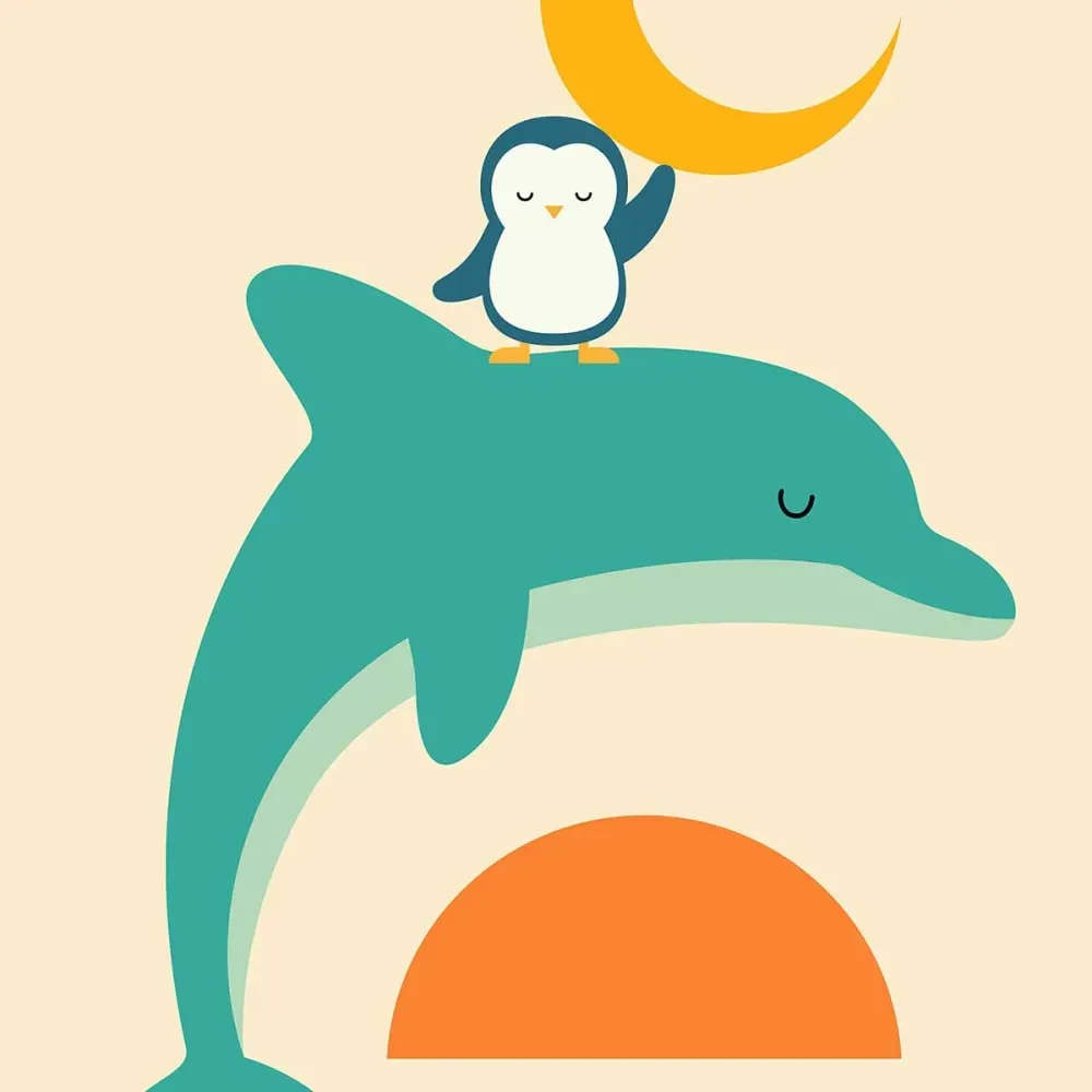 Illustration numéro 3 du produit Tableau rendez vous avec la lune imprimé sur toile 40x60 cm