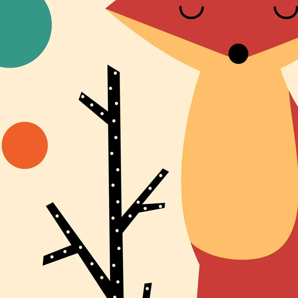 Illustration numéro 3 du produit Tableau enfant renard arc en ciel imprimé sur toile 40x60 cm