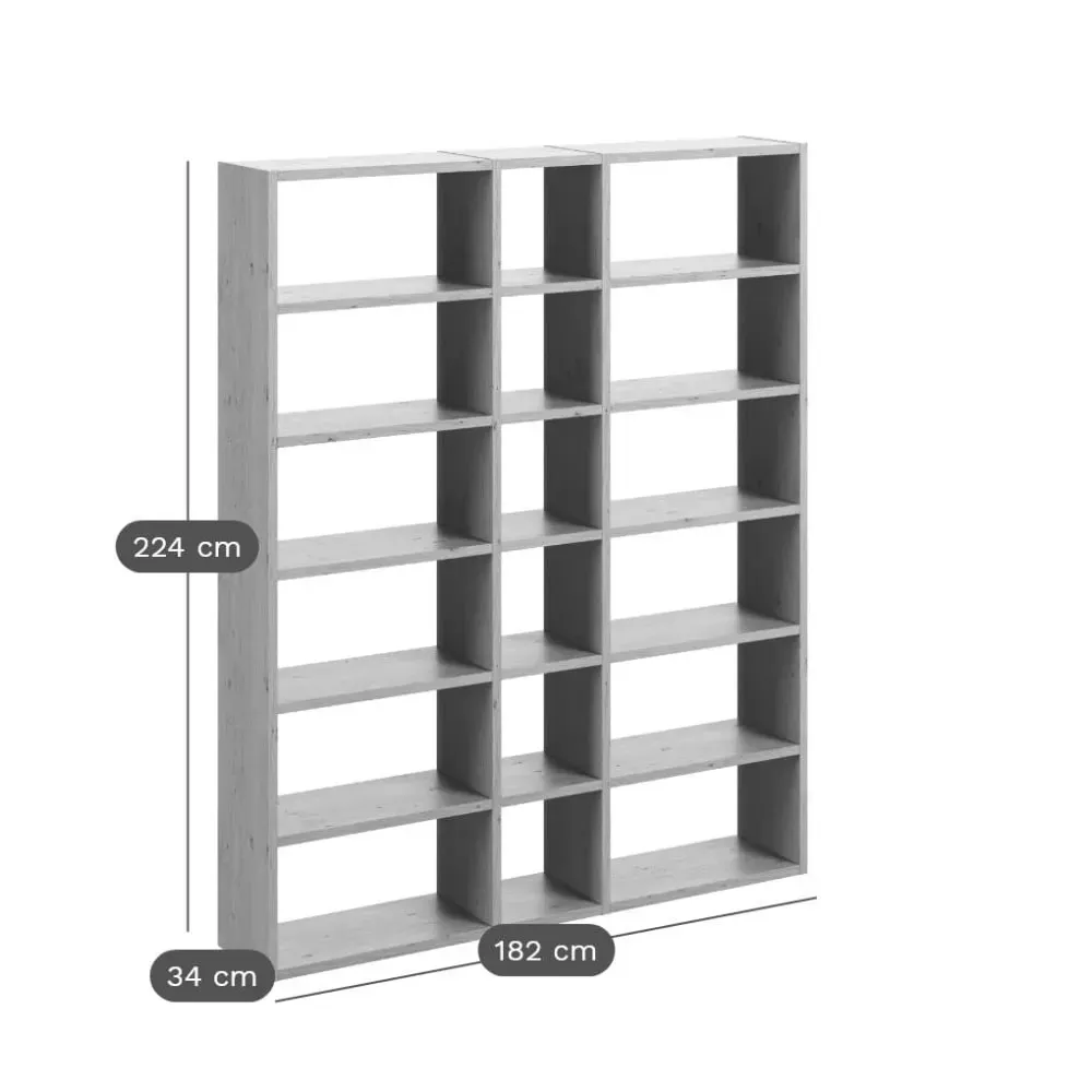 Illustration numéro 3 du produit Bibliothèque 18 niches effet bois clair