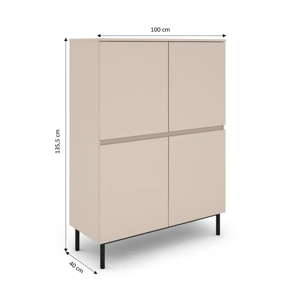 Illustration numéro 3 du produit Buffet haut  cachemire 4 portes 100cm