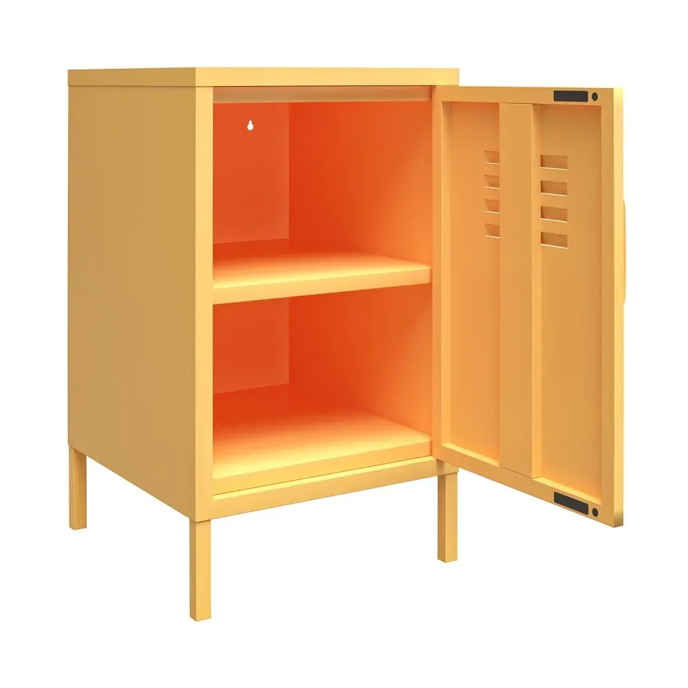 Illustration numéro 3 du produit Table d'appoint avec 1 porte en métal jaune