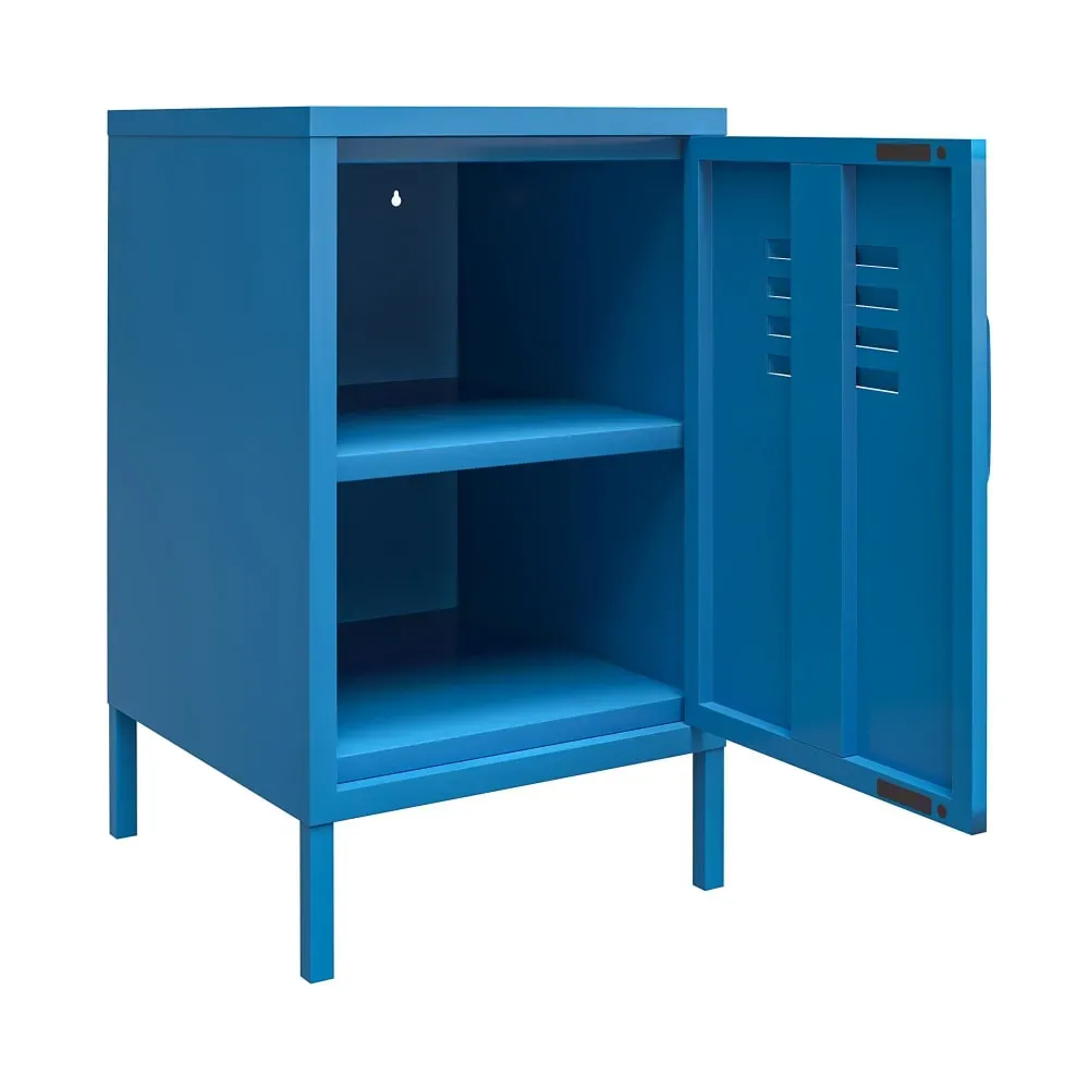 Illustration numéro 3 du produit Table d'appoint avec 1 porte en métal bleu