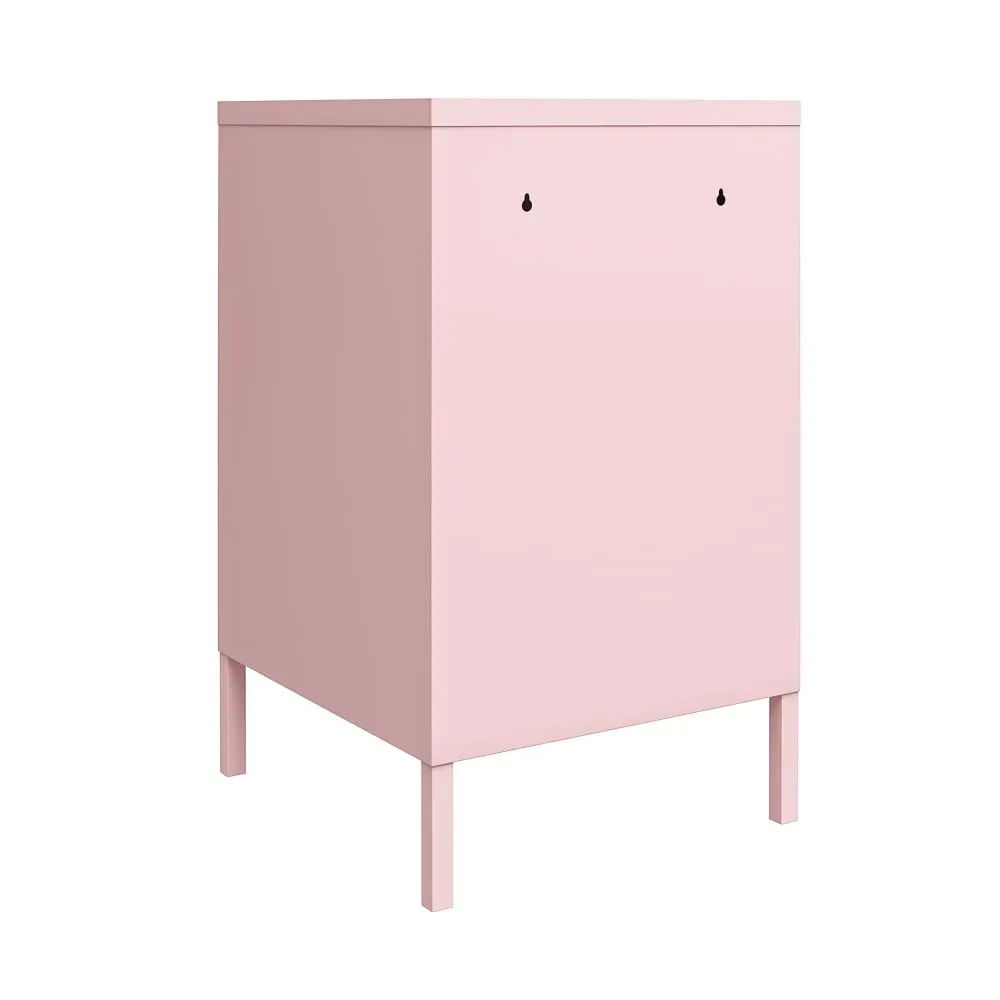 Illustration numéro 3 du produit Table d'appoint avec 1 porte en métal rose