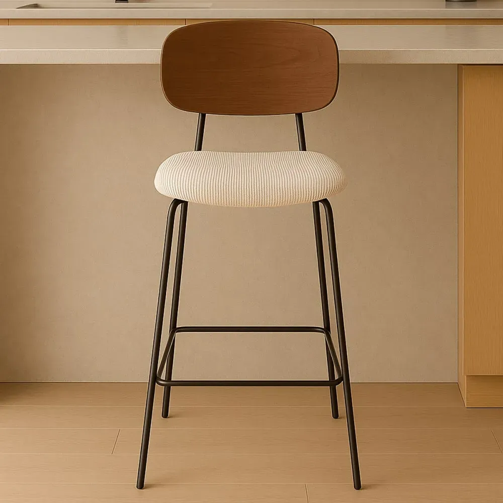 Illustration numéro 3 du produit Lot de 2 tabourets de bar en velours côtelé beige