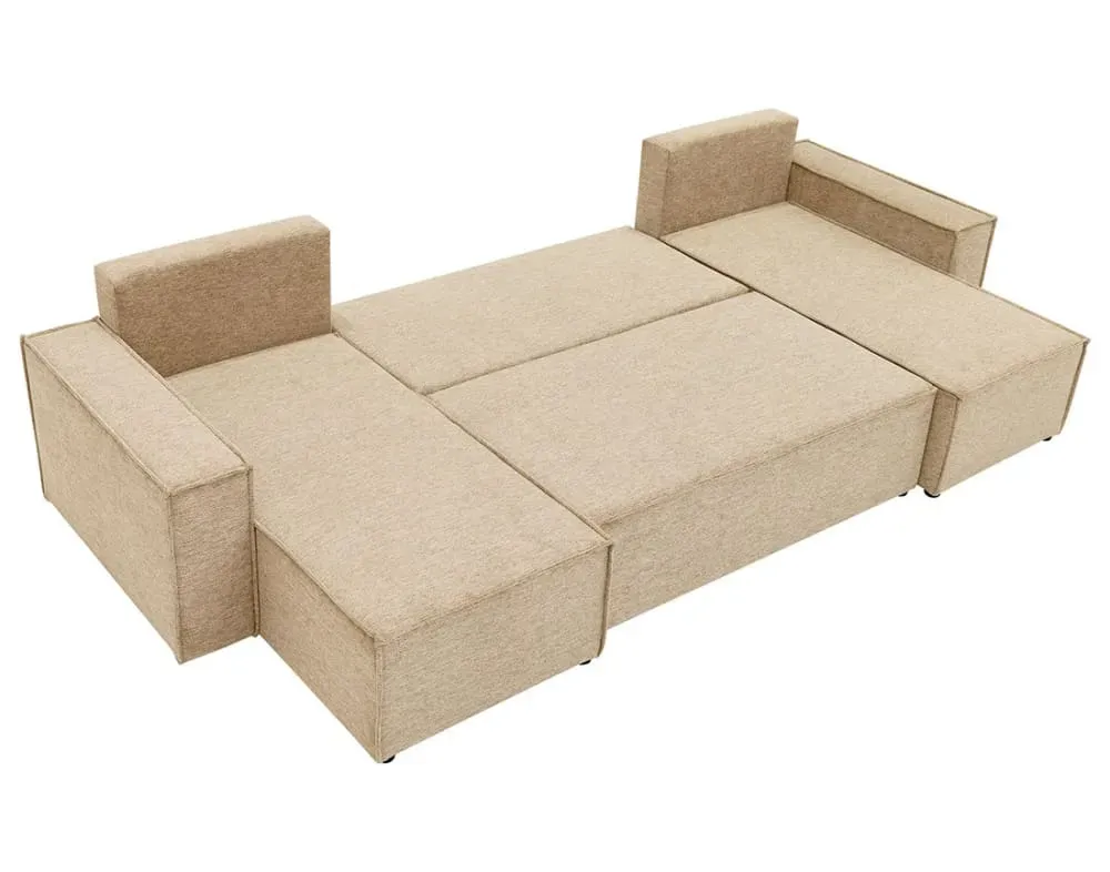 Illustration numéro 3 du produit Canapé panoramique 7 places En U en Tissu texturé Beige