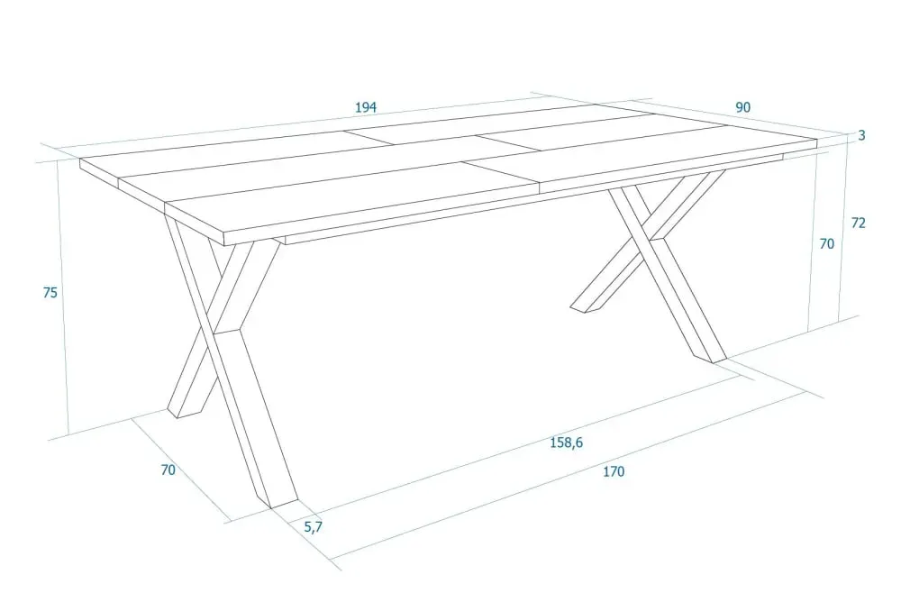 Illustration numéro 3 du produit Table à manger effet bois de chêne 194x90x74cm